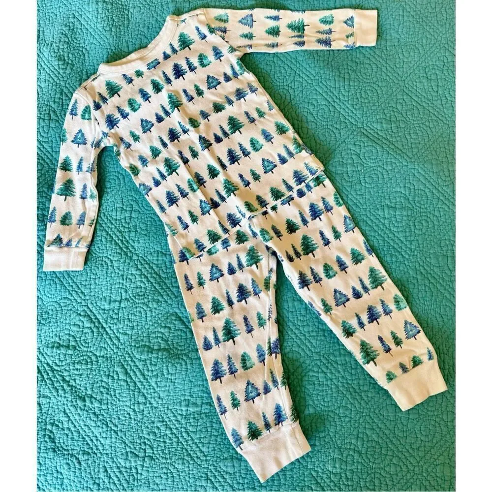 Janie & Jack Good Night Pine Tree Forest Print 2 Piece Toddler Pajama Set 2T